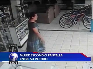 Mujer que robó pantalla metiéndola entre sus piernas cometió dos hurtos más ese día