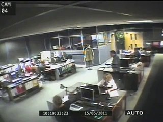 Office lady chases computer mouse