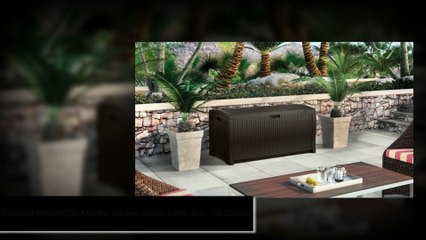 Suncast DBW9200 Mocha Wicker Resin Deck Box, 99 Gallon