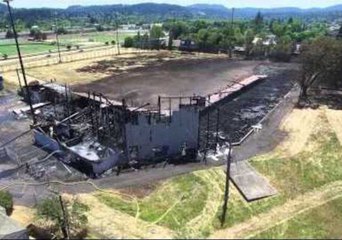 Drone Footage Shows Fire at Historic Oregon Stadium