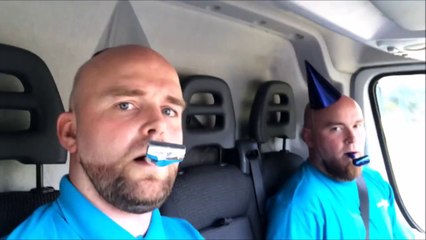 Birthday Van : Guys celebrate the 100000 miles birhday of their Van