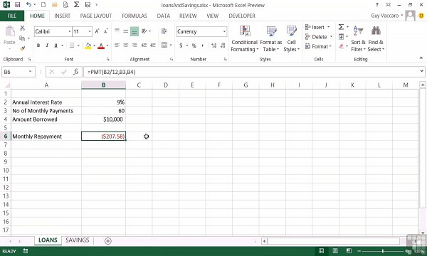 MS Excel - Loan And Investment Calculations - 06-07