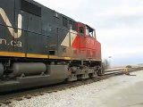 CN stack train leaving Deltaport, Roberts Bank BC
