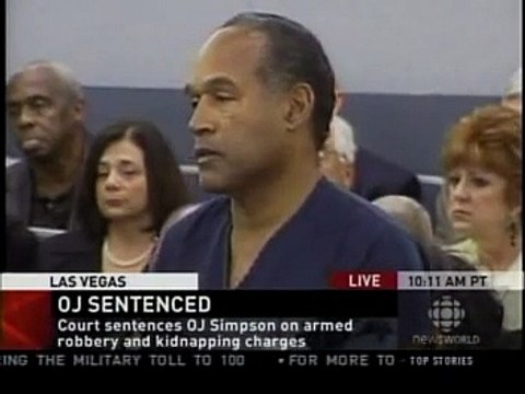 OJ Simpson sentenced to minimum 9 years in jail