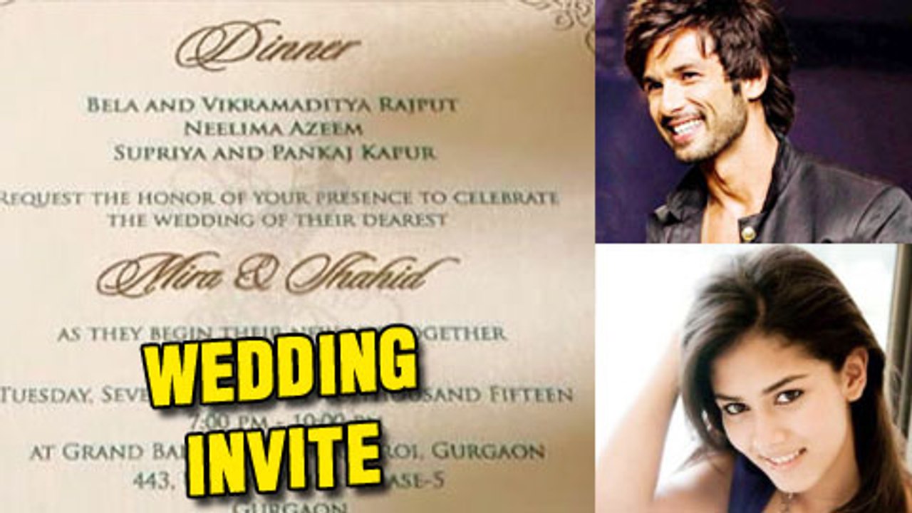 Leaked! Shahid-Mira's Wedding Dinner Invitation - Check Out!