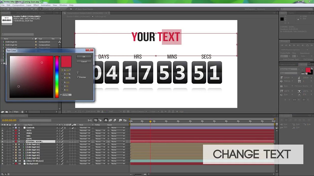 After Effects Flip Clock Template Video Tutorial