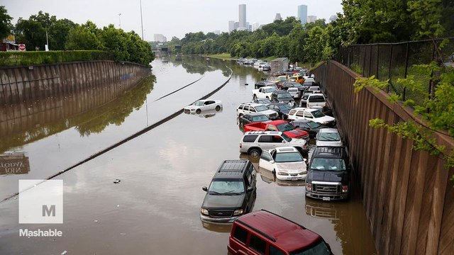 Drone video shows Houston flood damage