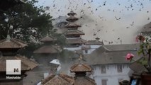 Footage shows the moment the devastating quake shatters Nepal