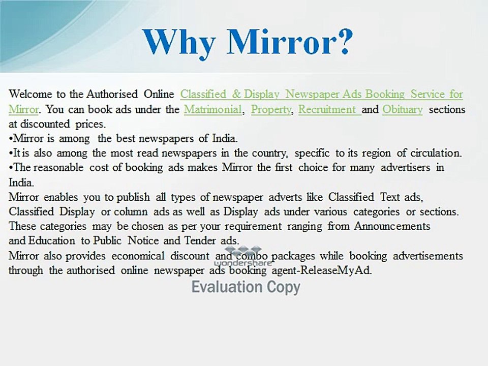 Mirror Newspaper Advertising