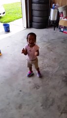Awesome funny baby dancing daddy's girl got moves