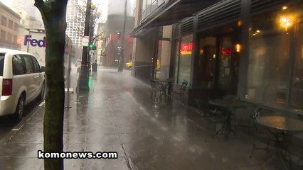 Downtown Seattle Rain Storm- KOMO TV