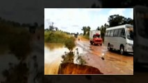 Bus sucked into sinkhole and swept away by river, Brazil