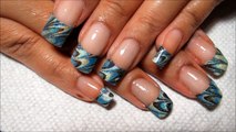French Tip Water Marble Nail Art Tutorial (Water Marble March 2013 #7)