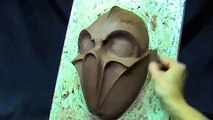 Mask making. Mask of DJ HEX . Sculpting mask in clay.
