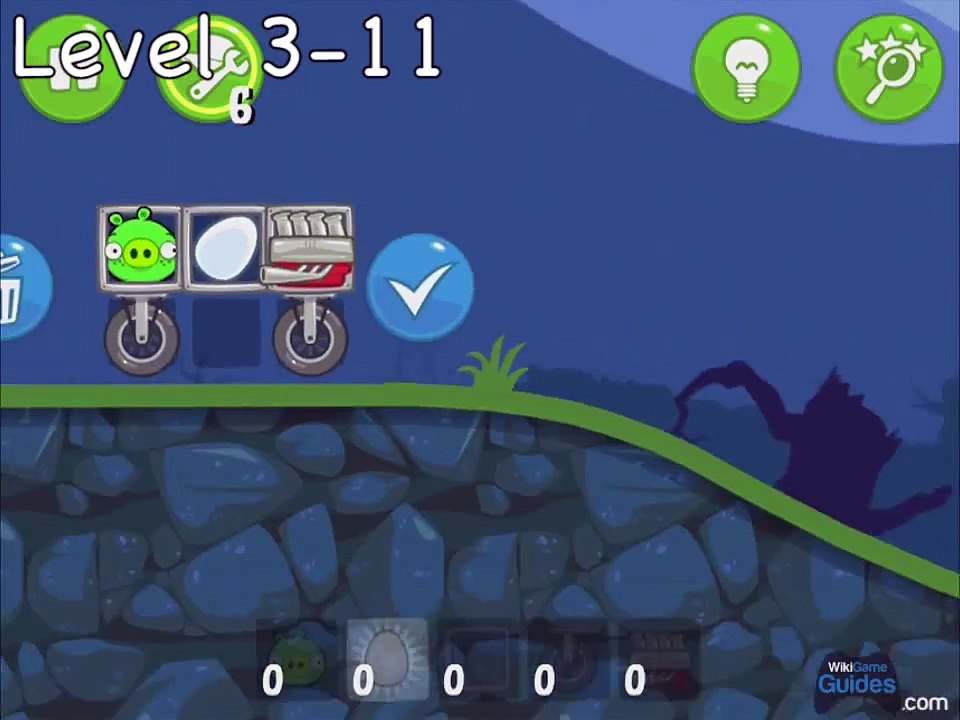 Bad Piggies - Level 4-11 3 Star Walkthrough Flight in the Night | WikiGameGuides