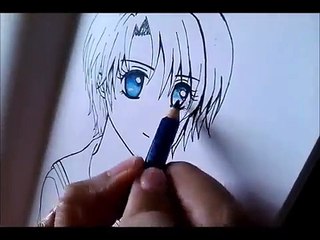 Drawing of anime by color Faber Castell