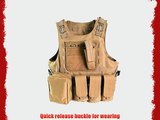 Generic Molle Nylon Tactical Combat Vest With 3 Pouches-TAN
