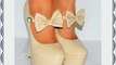 Women's Ladies Nude Patent Bow High Heels Wedge Shoes UK5/EURO38