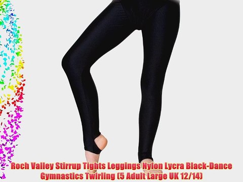 Roch Valley Stirrup Tights Leggings Nylon Lycra Black-Dance Gymnastics Twirling (5 Adult Large