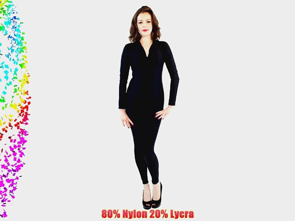Black Catsuit - Zipped Lycra Dance Catsuit (UK Dress Size 16)