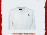 BOWLS LAWN BOWLING JUMPER / TANK TOP/ ZIP CARDIGAN WITH POCKETS WITH BOWLS LOGO (M WHITE CARDIGAN