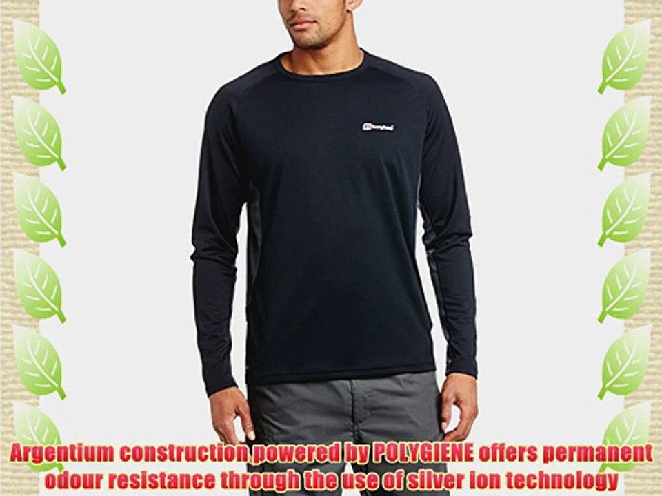 Berghaus Men's Tech Long Sleeve Crew Neck Base Layer - Black/Carbon/Extreme Red Medium