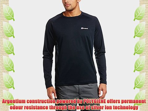 Berghaus Men's Tech Long Sleeve Crew Neck Base Layer - Black/Carbon/Extreme Red Medium