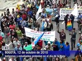 Indígenas y estudiantes colombianos protestan en Día de la Raza