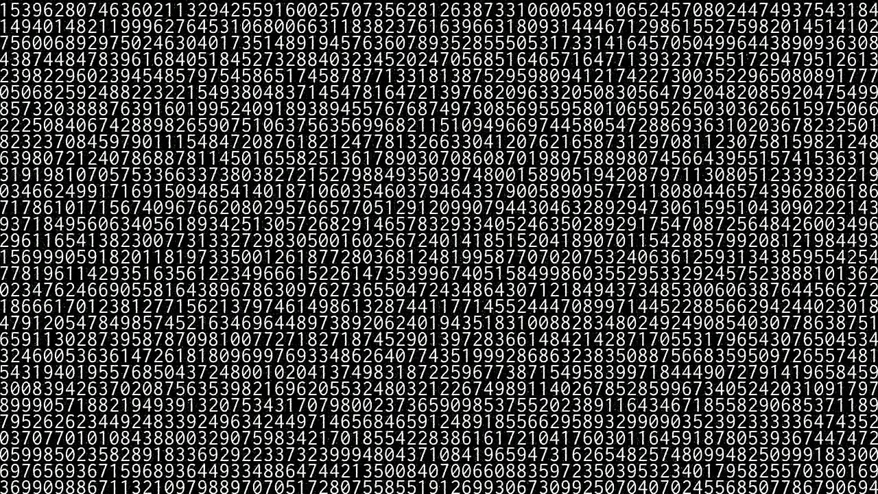 1,000,000 digits of pi [HD 1080p]
