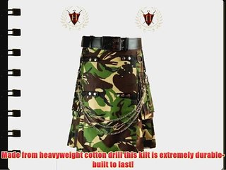 Green Camouflage Traditional Military Style Mens Scottish Highland Utility Kilt 42