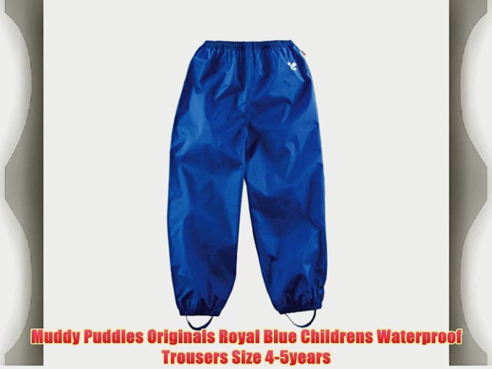 Muddy Puddles Originals Royal Blue Childrens Waterproof Trousers Size 4-5years