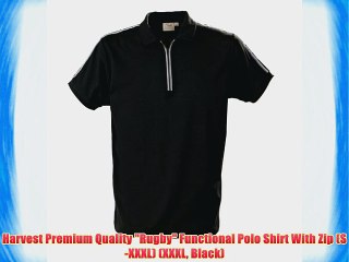 Harvest Premium Quality Rugby Functional Polo Shirt With Zip (S-XXXL) (XXXL Black)