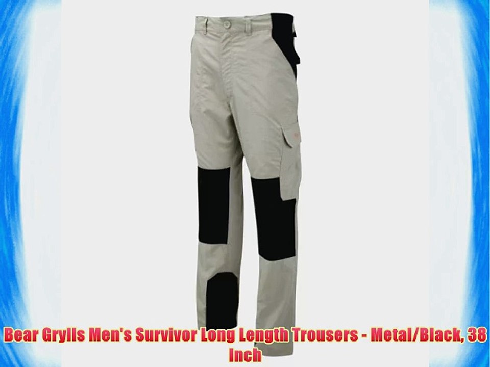 Bear Grylls Men's Survivor Long Length Trousers - Metal/Black 38 Inch