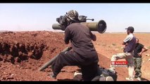 قناص حزب الله يضرب ارهابي النصره وهو يطلق صاروخ تاو ومقتل المصور في ادلب