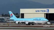 Rare reverse pattern Runway 7 LAX/ Korean Airlines Boeing 747-400's