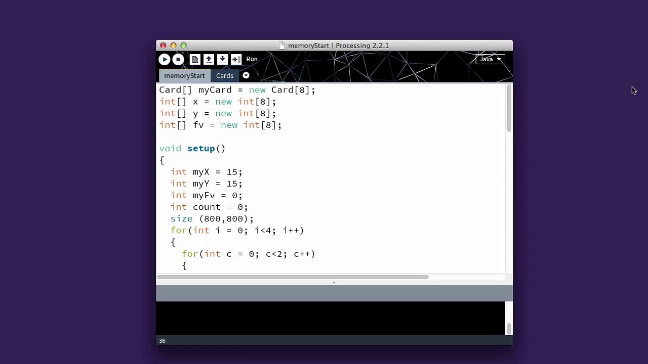 Processing: memory card game