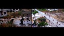 Syria MiG-Rocket blasts 5 FSA Terrorists (DOUBLE CAMERA) [original video]