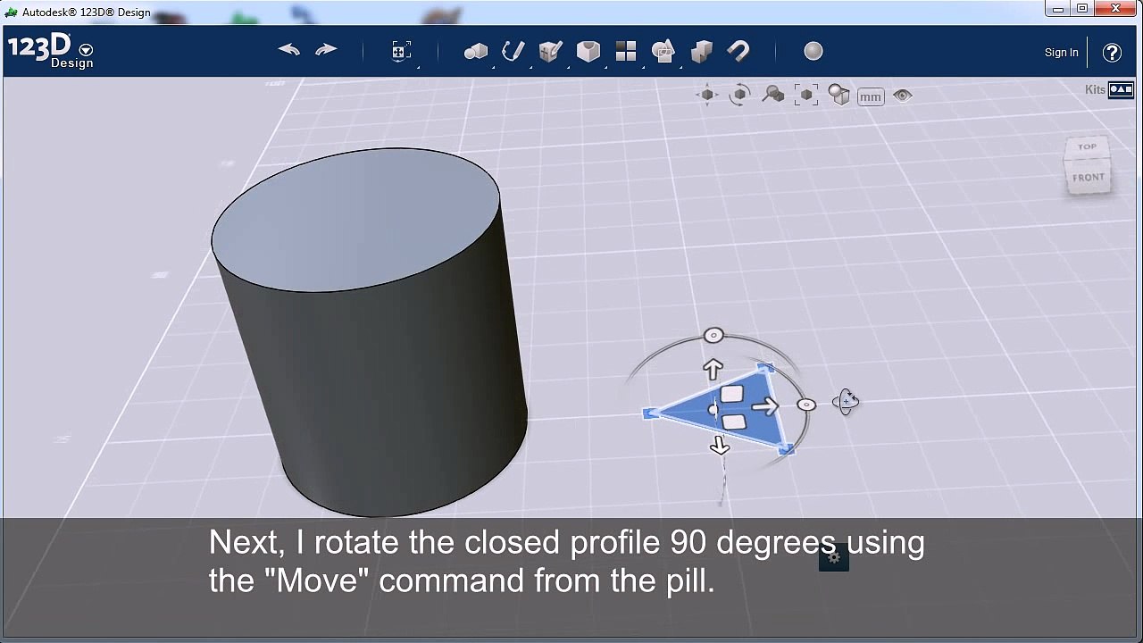 Cut a groove in a cylinder using Autodesk 123D Design