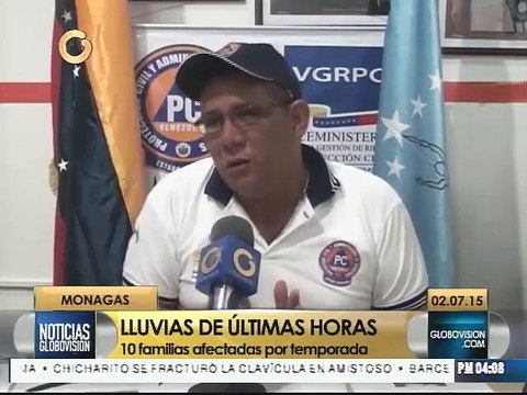 10 familias afectadas por precipitaciones en Monagas