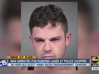 Man arrested for pointing laser at police chopper