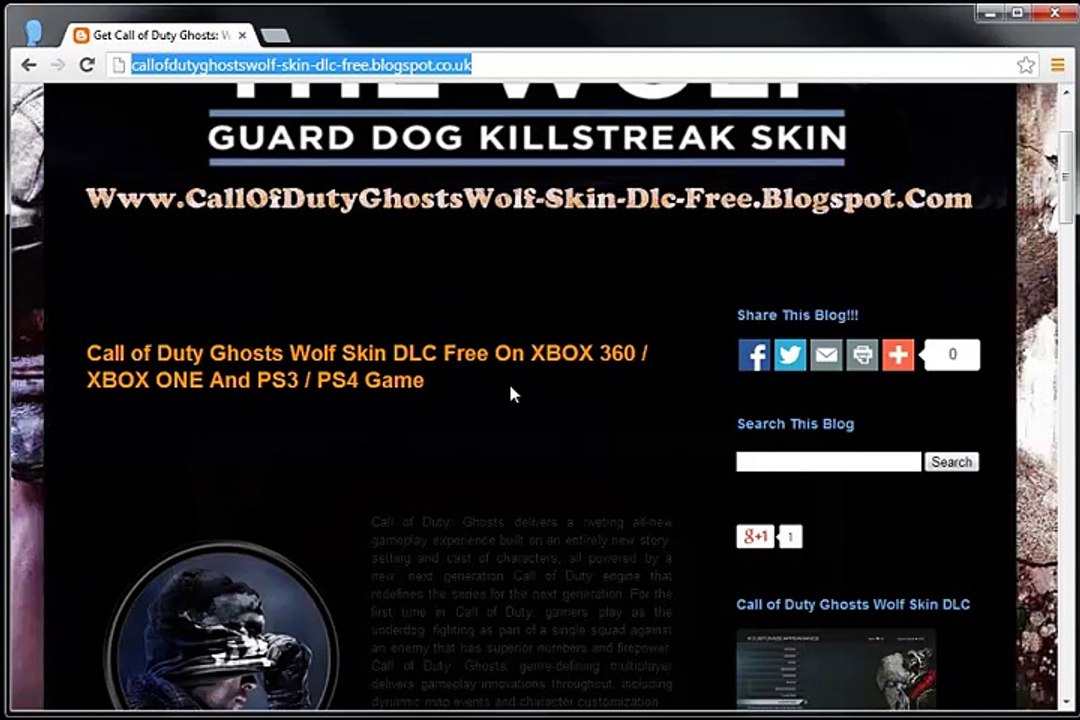 How to Unlock/Install Call of Duty Ghosts Wolf Skin Free -Xbox 360-Xbox One-PS3-PS4