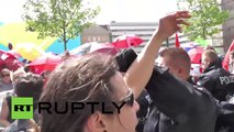 Germany: Anti-EU protesters egg Berlin's House of the German Economy