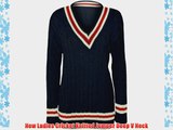 Fashion 4 Less New Womens V Neck Plus Size Ladies Full Sleeve Cable Knitted Cricket Jumper.