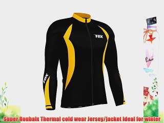 FDX Mens Cycling Jersey Full sleeve Winter Thermal Cold Wear Fleece Top Bike racing team (Black/Yellow