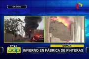 Incendio consume fábrica de pinturas en Comas: falta de agua dificulta trabajo de bomberos