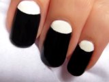 Simple Black&White Halfmoon Nails Design