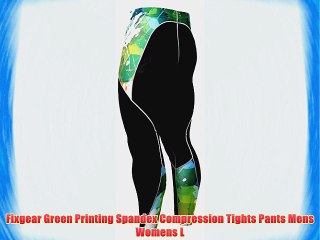 Fixgear Green Printing Spandex Compression Tights Pants Mens Womens L