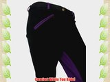 Ladies Womens Padded Horse Riding Yard Stable Two Tone Stretch Jodhpurs Black/Purple Size 26