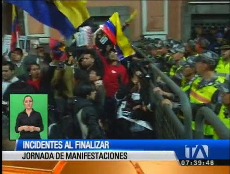 La jornada de manifestaciones de este jueves terminó con incidentes