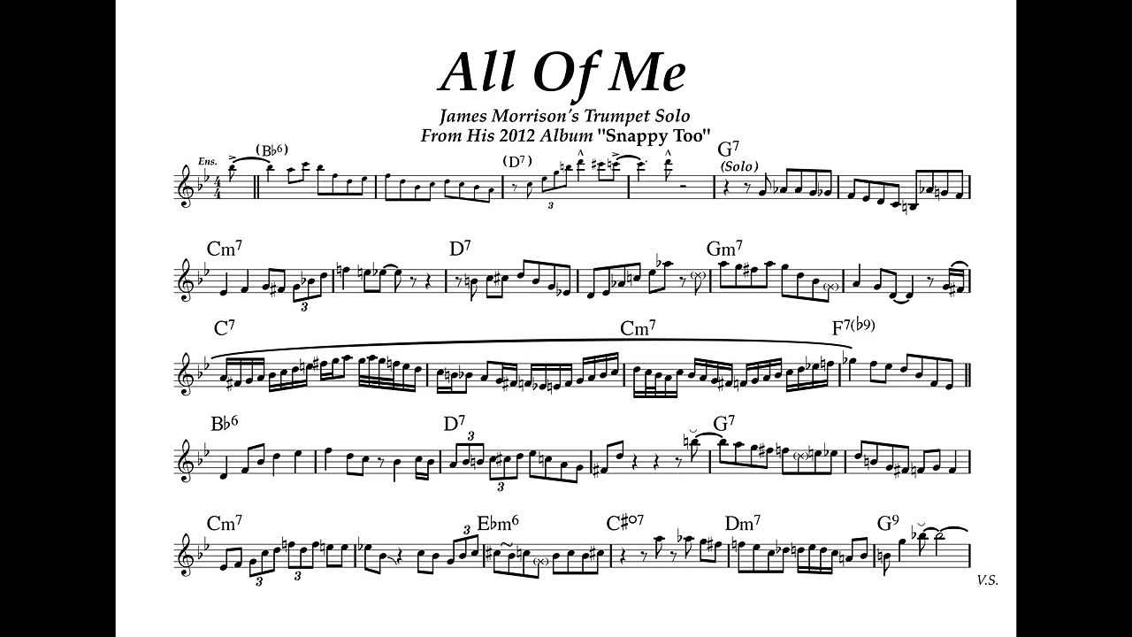 James Morrison: All Of Me (Trumpet Solo Transcription)